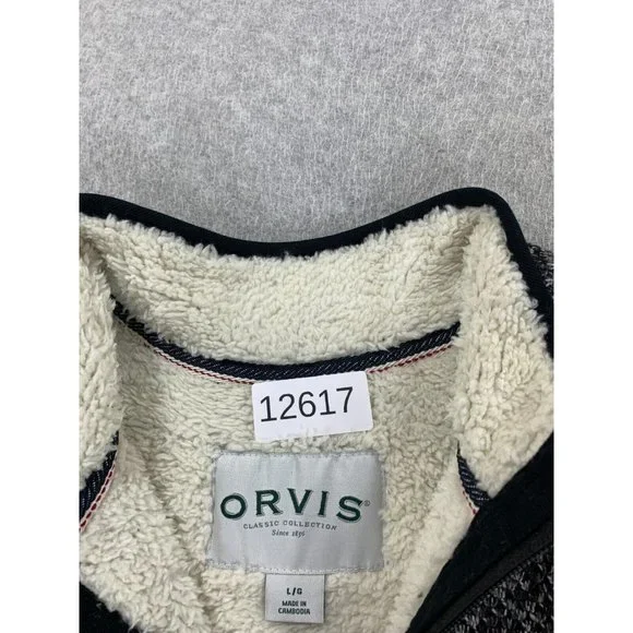 Orvis Sherpa Lined Heavy Quarter Zip Pullover (Men's Large)‎ Gray - Picture 5 of 13